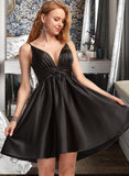 Katie A-Line V-neck Short/Mini Satin Homecoming Dress UKP0015289