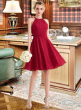 Adrianna A-Line Scoop Neck Knee-Length Chiffon Homecoming Dress With Ruffle Bow(s) UKP0015312