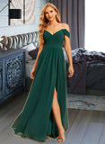 Skyla A-Line Off-the-Shoulder Floor-Length Bridesmaid Dress With Split Front UKP0015332