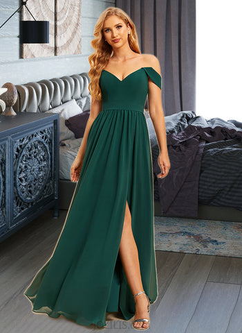 Skyla A-Line Off-the-Shoulder Floor-Length Bridesmaid Dress With Split Front UKP0015332