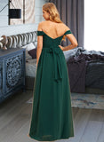 Skyla A-Line Off-the-Shoulder Floor-Length Bridesmaid Dress With Split Front UKP0015332