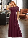 Zion A-Line Scoop Neck Floor-Length Bridesmaid Dress With Ruffle Split Front UKP0015336