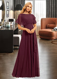 Zion A-Line Scoop Neck Floor-Length Bridesmaid Dress With Ruffle Split Front UKP0015336