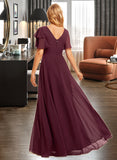 Zion A-Line Scoop Neck Floor-Length Bridesmaid Dress With Ruffle Split Front UKP0015336