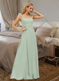 Nicole A-Line Square Neckline Floor-Length Bridesmaid Dress With Split Front UKP0015353