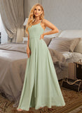 Nicole A-Line Square Neckline Floor-Length Bridesmaid Dress With Split Front UKP0015353