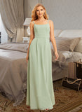 Nicole A-Line Square Neckline Floor-Length Bridesmaid Dress With Split Front UKP0015353