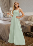 Nicole A-Line Square Neckline Floor-Length Bridesmaid Dress With Split Front UKP0015353