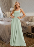 Nicole A-Line Square Neckline Floor-Length Bridesmaid Dress With Split Front UKP0015353