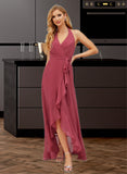 Shirley A-Line Halter Asymmetrical Bridesmaid Dress With Ruffle UKP0015354