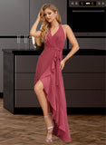 Shirley A-Line Halter Asymmetrical Bridesmaid Dress With Ruffle UKP0015354