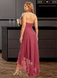 Shirley A-Line Halter Asymmetrical Bridesmaid Dress With Ruffle UKP0015354