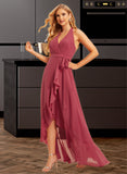 Shirley A-Line Halter Asymmetrical Bridesmaid Dress With Ruffle UKP0015354