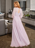 Hayley A-Line Scoop Neck Floor-Length Bridesmaid Dress With Bow(s) UKP0015355