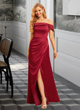 Leyla A-Line Off-the-Shoulder Floor-Length Bridesmaid Dress With Split Front UKP0015358