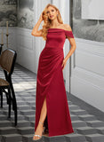 Leyla A-Line Off-the-Shoulder Floor-Length Bridesmaid Dress With Split Front UKP0015358