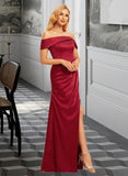 Leyla A-Line Off-the-Shoulder Floor-Length Bridesmaid Dress With Split Front UKP0015358