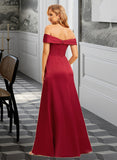 Leyla A-Line Off-the-Shoulder Floor-Length Bridesmaid Dress With Split Front UKP0015358