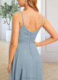 Aaliyah A-Line V-neck Asymmetrical Bridesmaid Dress With Ruffle UKP0015360