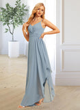 Aaliyah A-Line V-neck Asymmetrical Bridesmaid Dress With Ruffle UKP0015360