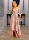 Lailah A-Line V-neck Asymmetrical Bridesmaid Dress With Ruffle UKP0015361