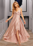 Lailah A-Line V-neck Asymmetrical Bridesmaid Dress With Ruffle UKP0015361