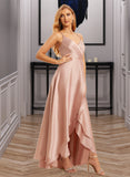 Lailah A-Line V-neck Asymmetrical Bridesmaid Dress With Ruffle UKP0015361