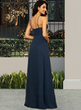 Maleah A-Line Square Neckline Floor-Length Chiffon Bridesmaid Dress With Split Front UKP0015363