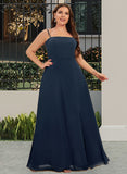 Maleah A-Line Square Neckline Floor-Length Chiffon Bridesmaid Dress With Split Front UKP0015363