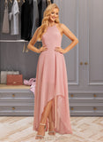 Tatum A-Line Halter Asymmetrical Bridesmaid Dress With Ruffle UKP0015367