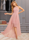 Tatum A-Line Halter Asymmetrical Bridesmaid Dress With Ruffle UKP0015367