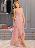 Tatum A-Line Halter Asymmetrical Bridesmaid Dress With Ruffle UKP0015367