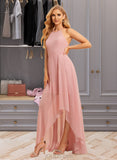 Tatum A-Line Halter Asymmetrical Bridesmaid Dress With Ruffle UKP0015367