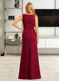 Martina Trumpet/Mermaid V-neck Floor-Length Bridesmaid Dress With Split Front UKP0015371