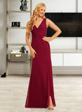 Martina Trumpet/Mermaid V-neck Floor-Length Bridesmaid Dress With Split Front UKP0015371