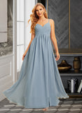 Willa A-Line V-neck Floor-Length Bridesmaid Dress With Split Front UKP0015374