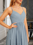 Willa A-Line V-neck Floor-Length Bridesmaid Dress With Split Front UKP0015374