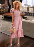 Hadley A-Line V-neck Tea-Length Bridesmaid Dress UKP0015375