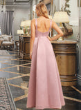 Lesly A-Line V-neck Floor-Length Bridesmaid Dress UKP0015376