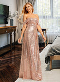 Robin A-Line Off-the-Shoulder Floor-Length Bridesmaid Dress With Sequins Split Front UKP0015377