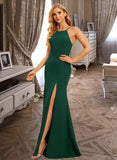 Quinn Trumpet/Mermaid High Neck Floor-Length Bridesmaid Dress With Split Front UKP0015378