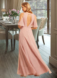 Persis A-Line V-neck Floor-Length Bridesmaid Dress With Split Front UKP0015381