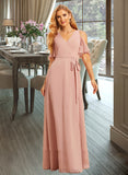 Persis A-Line V-neck Floor-Length Bridesmaid Dress With Split Front UKP0015381