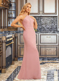 Lesley Trumpet/Mermaid High Neck Floor-Length Bridesmaid Dress With Lace UKP0015385