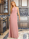 Lesley Trumpet/Mermaid High Neck Floor-Length Bridesmaid Dress With Lace UKP0015385