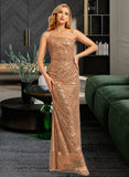 Ana Trumpet/Mermaid One-Shoulder Floor-Length Bridesmaid Dress With Sequins UKP0015387