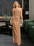 Ana Trumpet/Mermaid One-Shoulder Floor-Length Bridesmaid Dress With Sequins UKP0015387