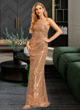 Ana Trumpet/Mermaid One-Shoulder Floor-Length Bridesmaid Dress With Sequins UKP0015387