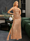 Ana Trumpet/Mermaid One-Shoulder Floor-Length Bridesmaid Dress With Sequins UKP0015387