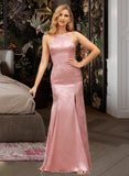 Lydia Trumpet/Mermaid High Neck Floor-Length Bridesmaid Dress With Split Front UKP0015392